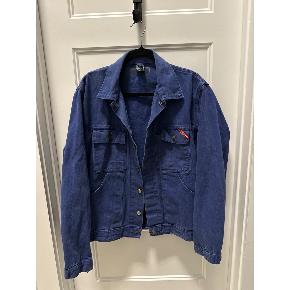 Vintage Engel Comfort Blue Cotton Work Jacket Made in Denmark Chore Coat